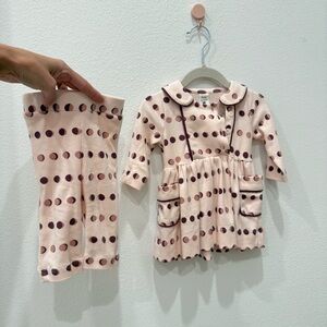 Kate Quinn Pink and Purple Polka Dot Baby Girl Outfit 3-6